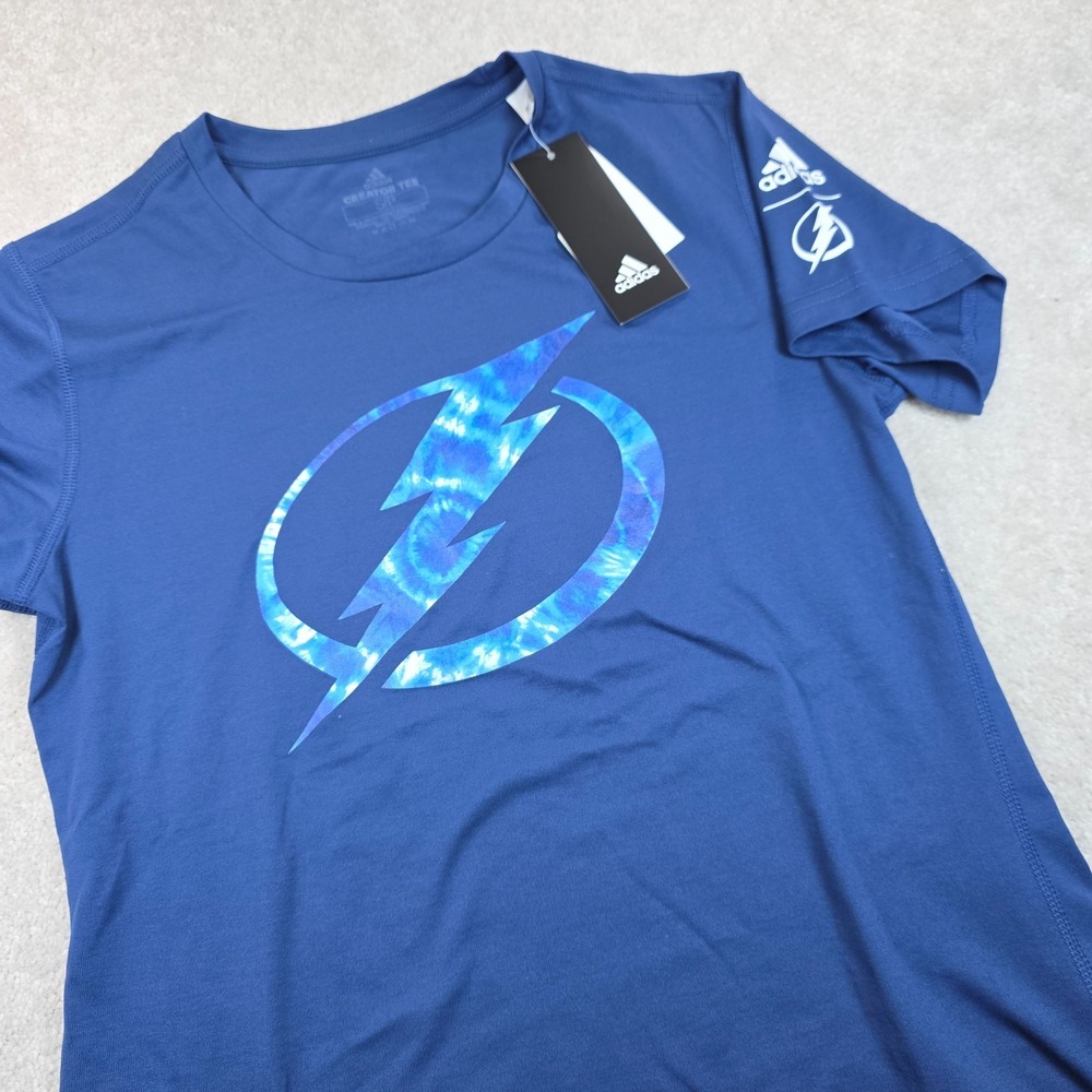 Adidas T-Shirt Womens S Blue Crew Neck Tampa Bay Lightning NHL Creator Tee NWT